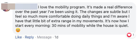 so ,much more comfortable doing daily things because of the extra range of motion